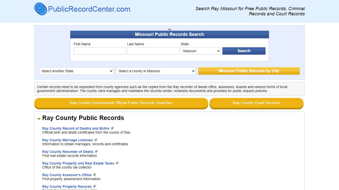 Ray County Missouri Free Public Records - Court Records ...